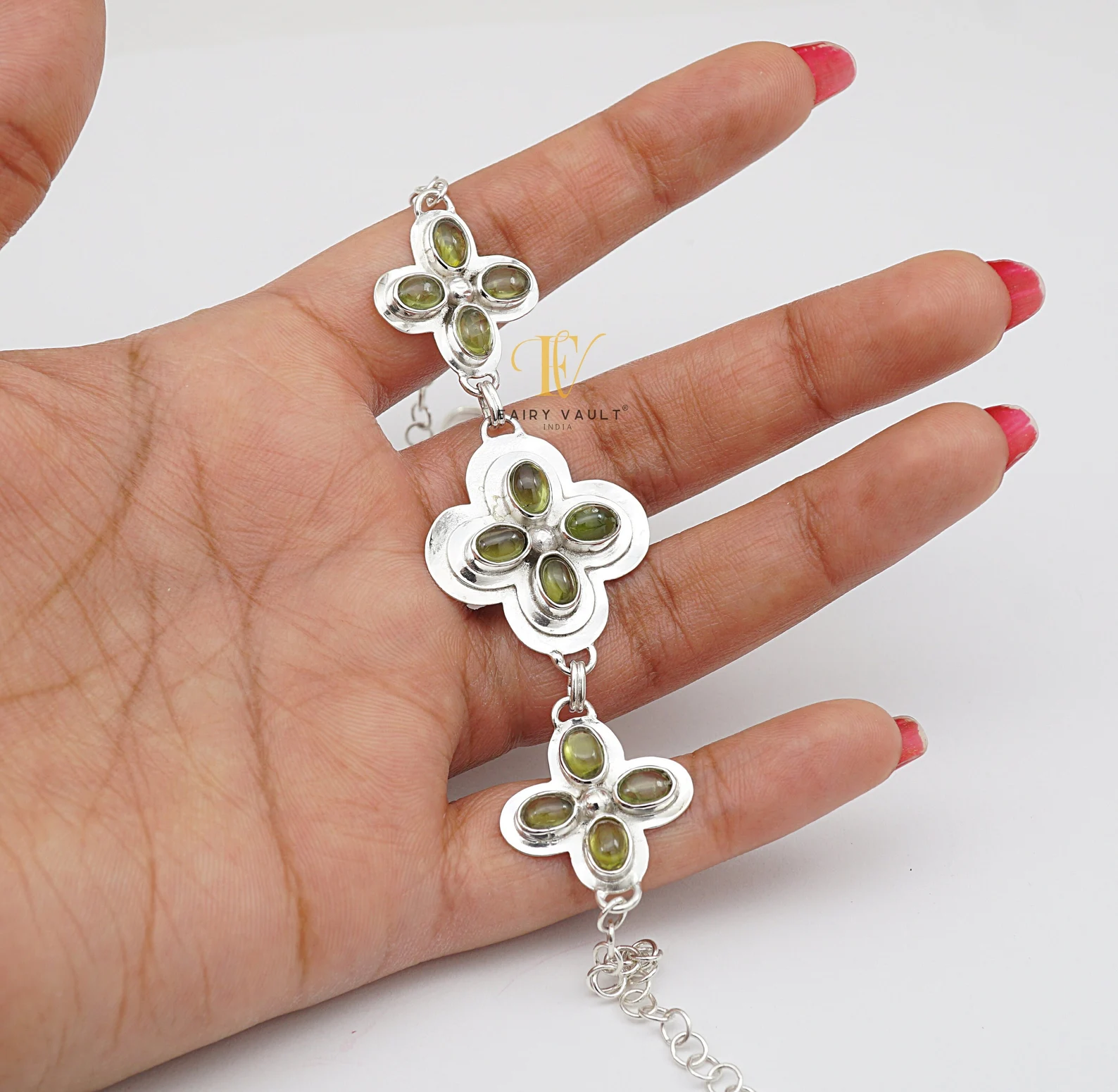 Peridot Flower Bracelet
