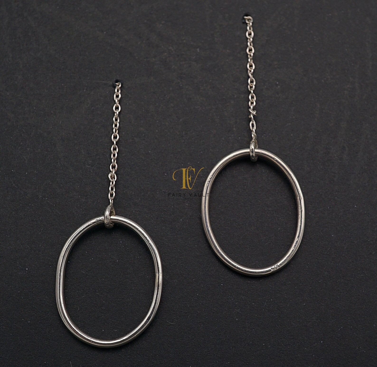 Oval Silver Threader Earrings