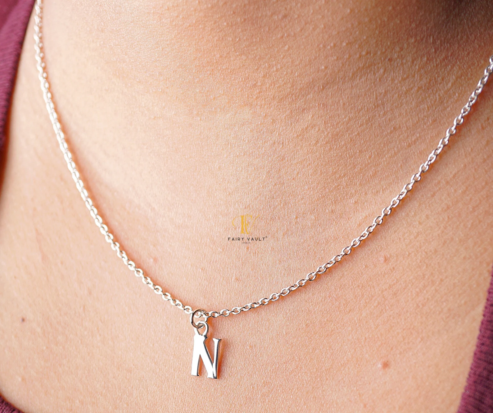Silver Initial Letter Necklace