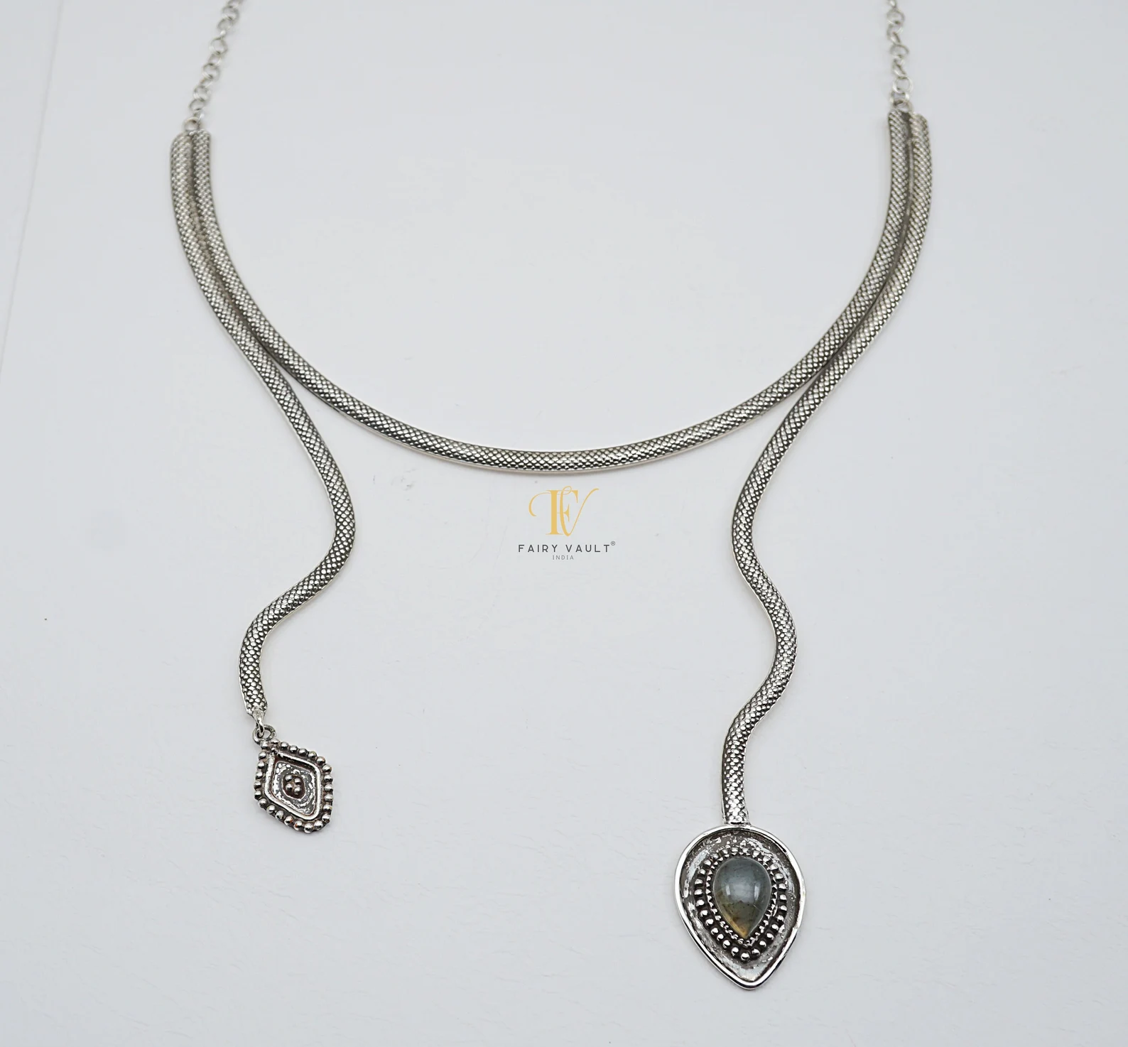 Labradorite Snake Lariat Necklace