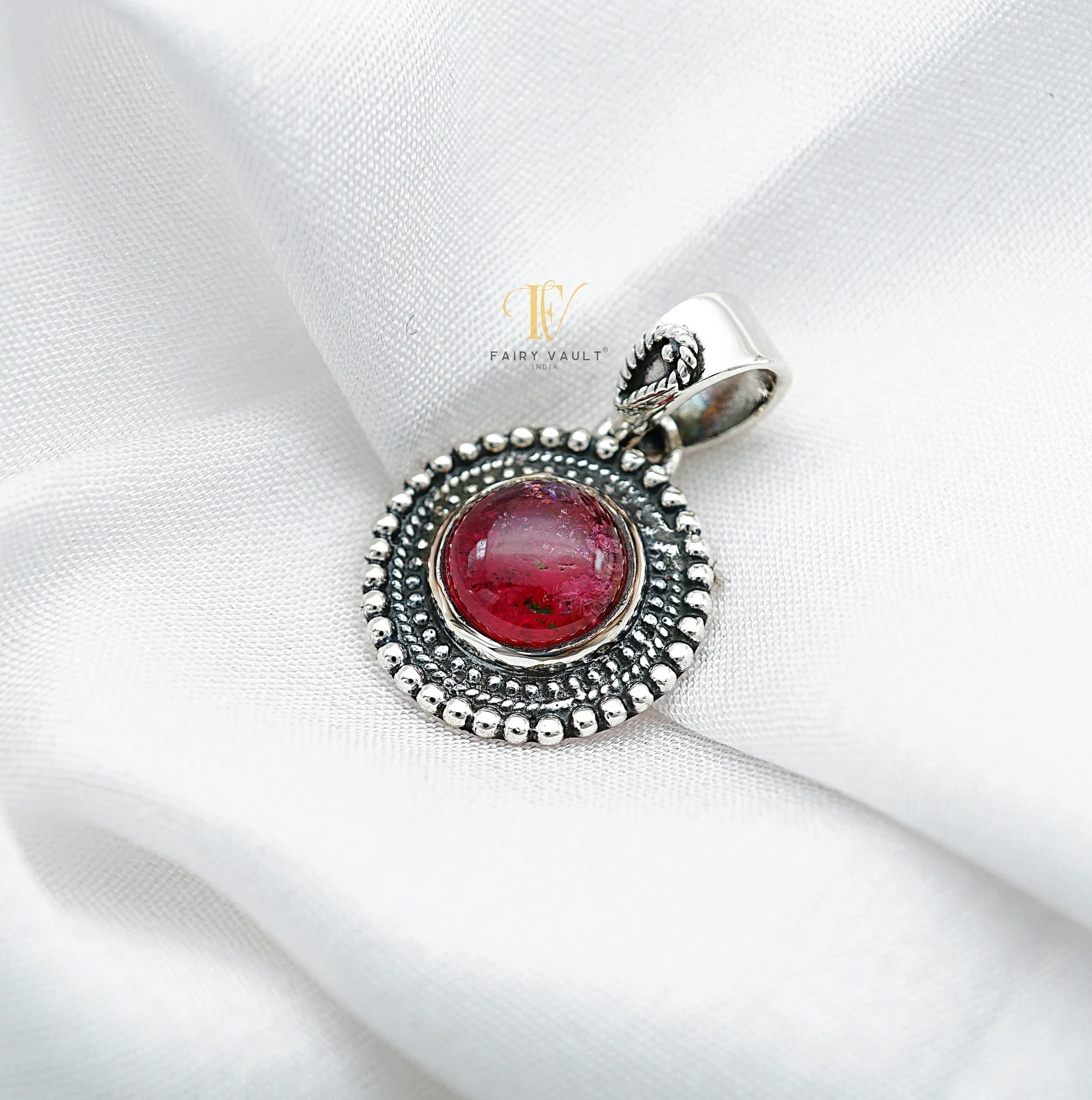 Pink Tourmaline Disc Pendant