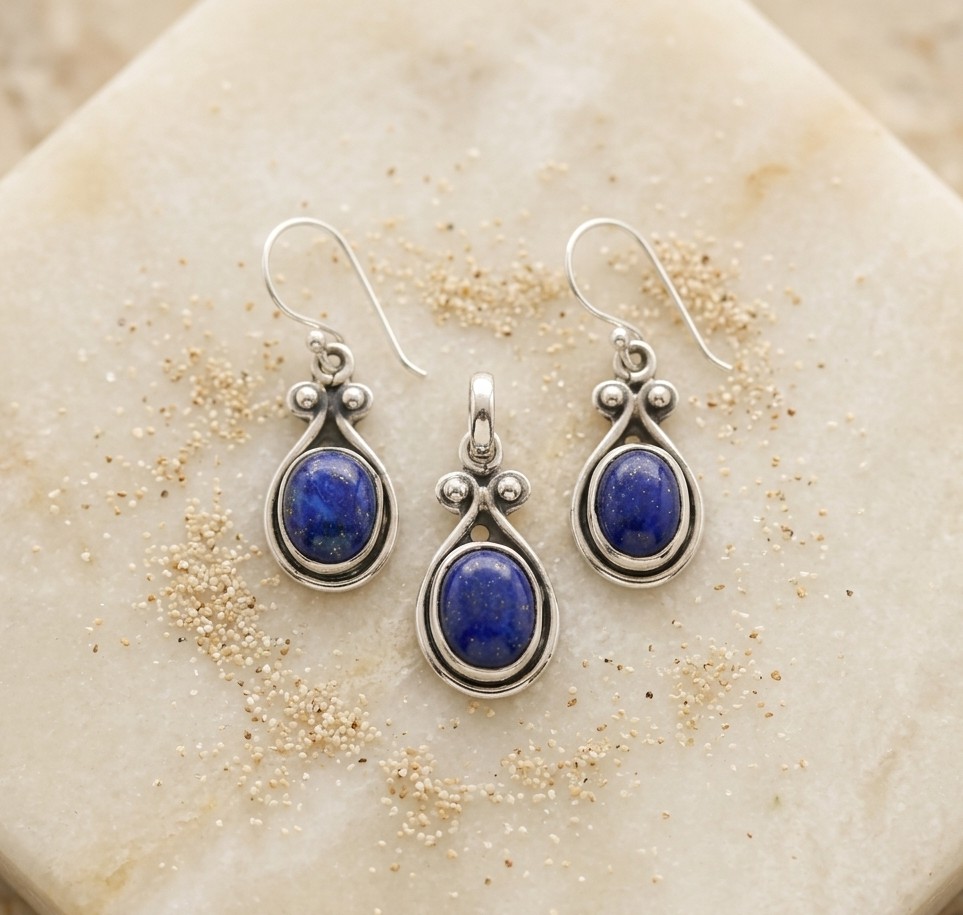 Lapis Lazuli Pendant and Earring Set