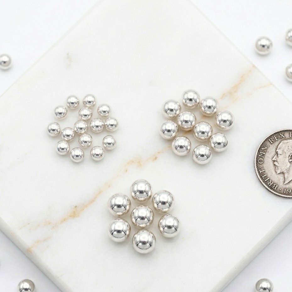 Solid 925 Silver Large Balls Matte and Glossy