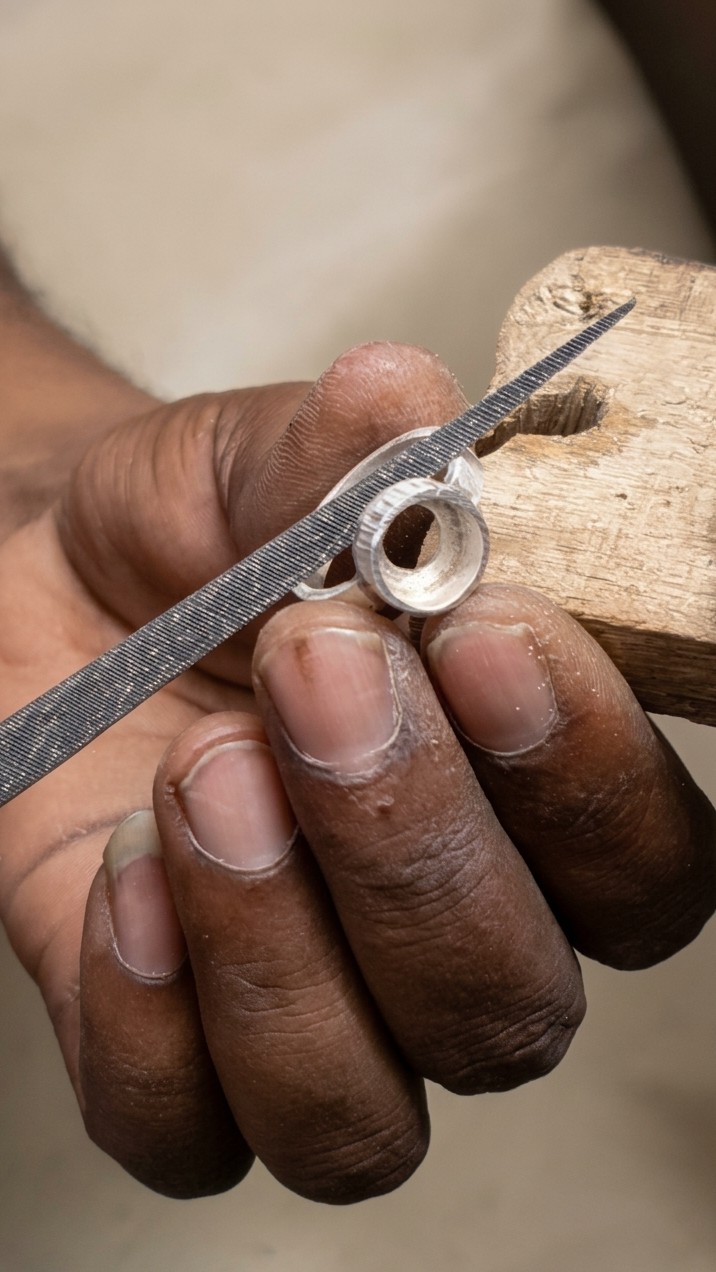 Artisan crafting silver jewellery